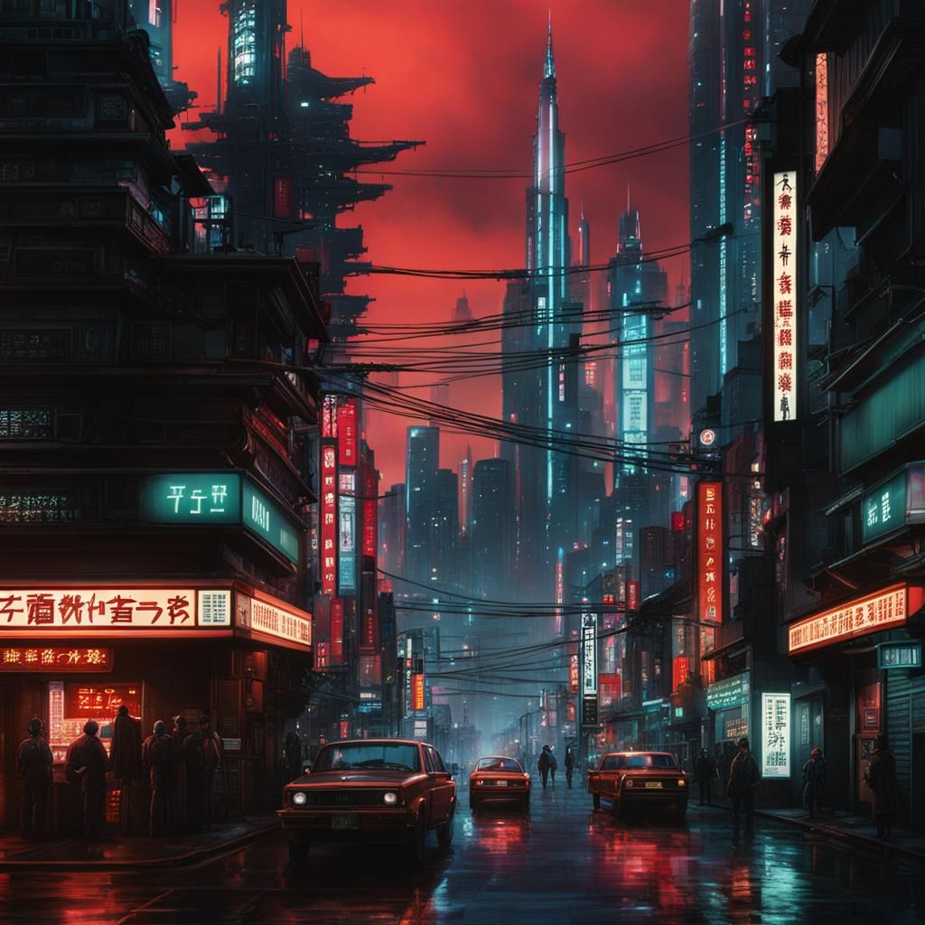 Epic Neo-Tokyo Elder God in a Digital Matte Painting