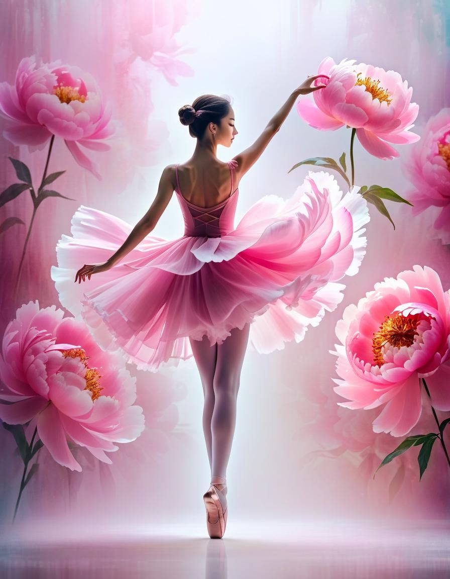 Ballerina with peony flower
