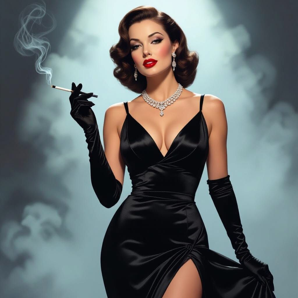 1940s Femme Fatale in Film Noir Style
