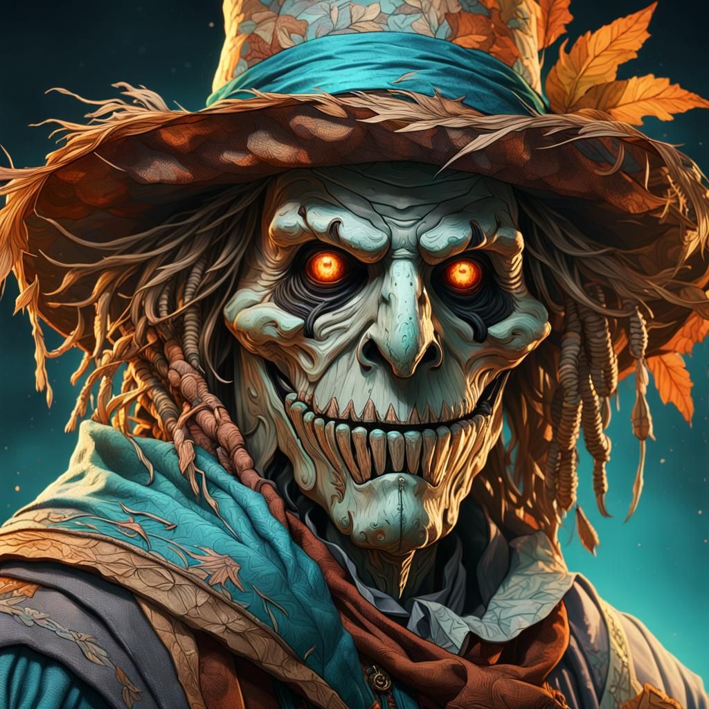 Epic Scarecrow Portrait in Art Nouveau Style