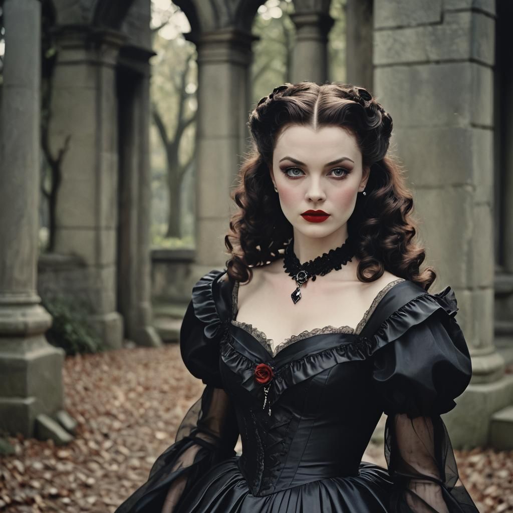 Victorian Vampire Girl in Dramatic Cinematic Portrait