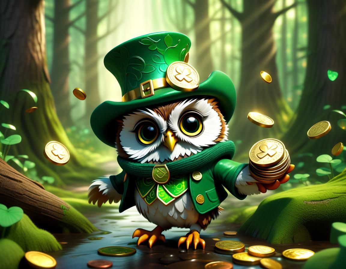 Leprechaun Owl's Chaotic Chase Through Enchanted Forest