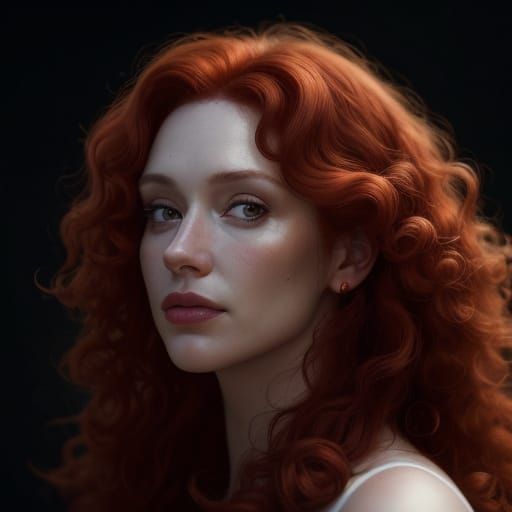 Woman With Red Curls in Golden Hour Portrait