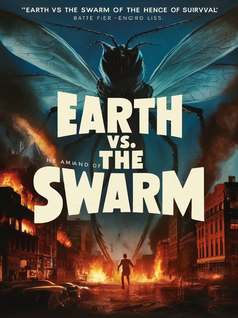 Retro Sci-Fi Movie Poster: Earth vs. The Swarm