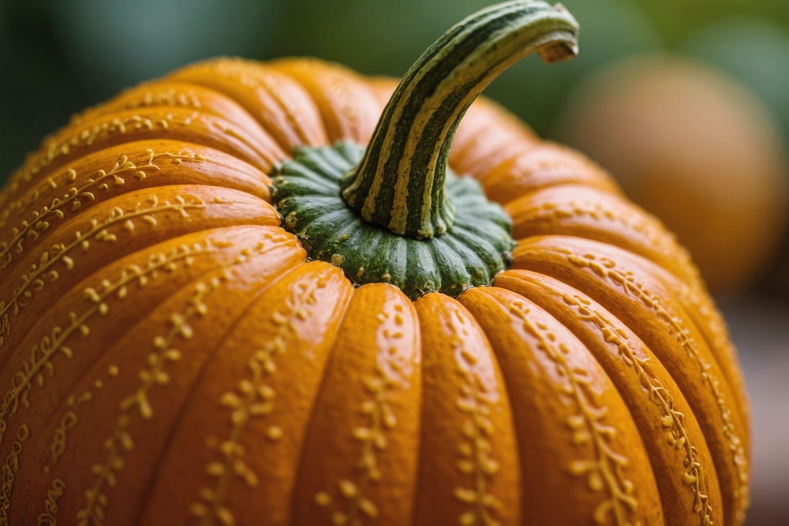 Vibrant Gourd Close-Up: Soft Bokeh Photography