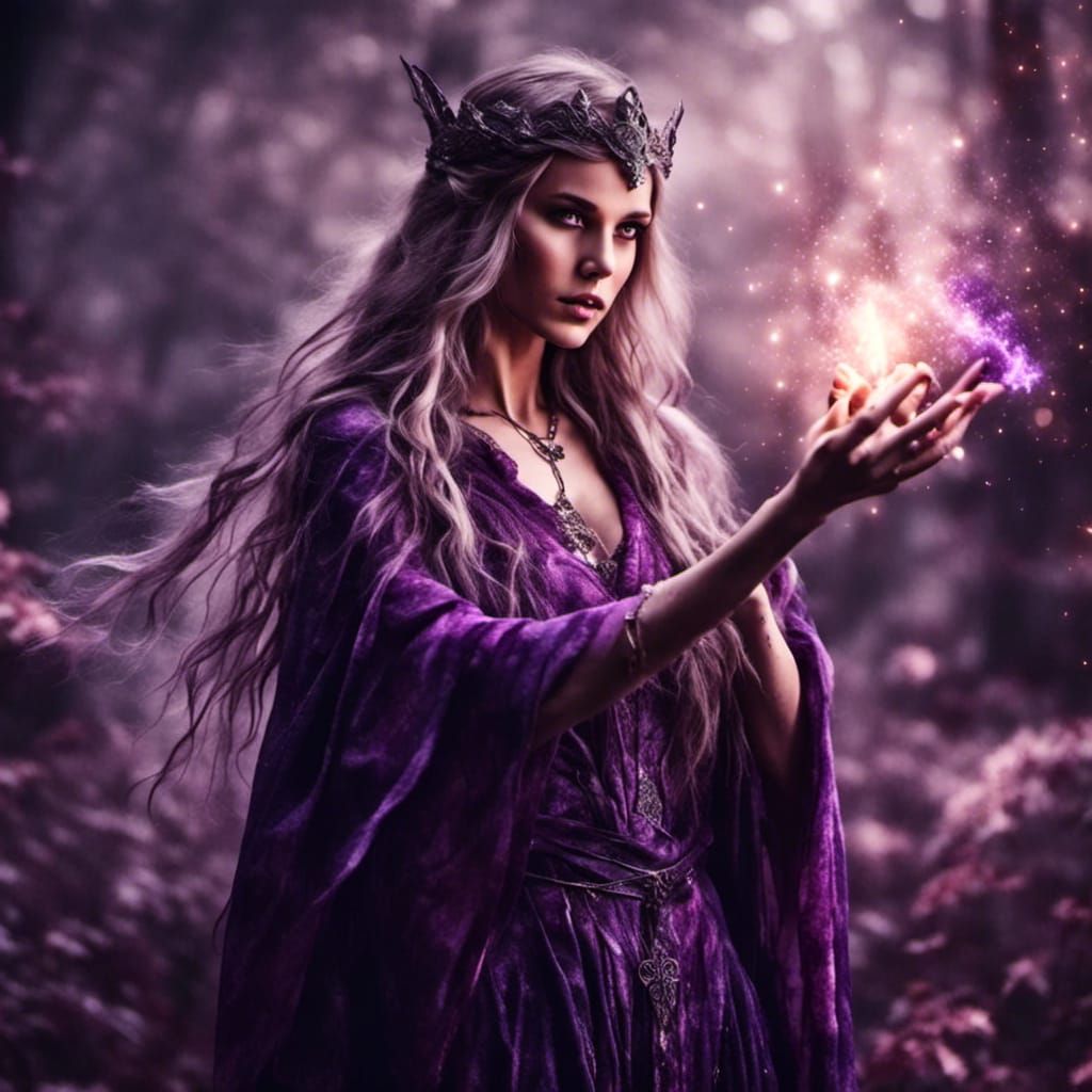 Female Elf Sorceress Casting a Spell