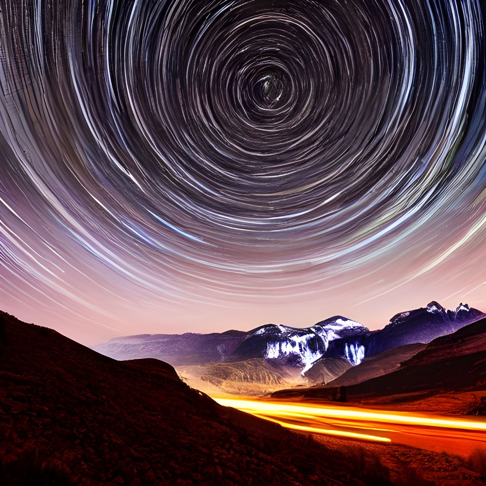 Star Trails Over Mountains in HDR Photography
