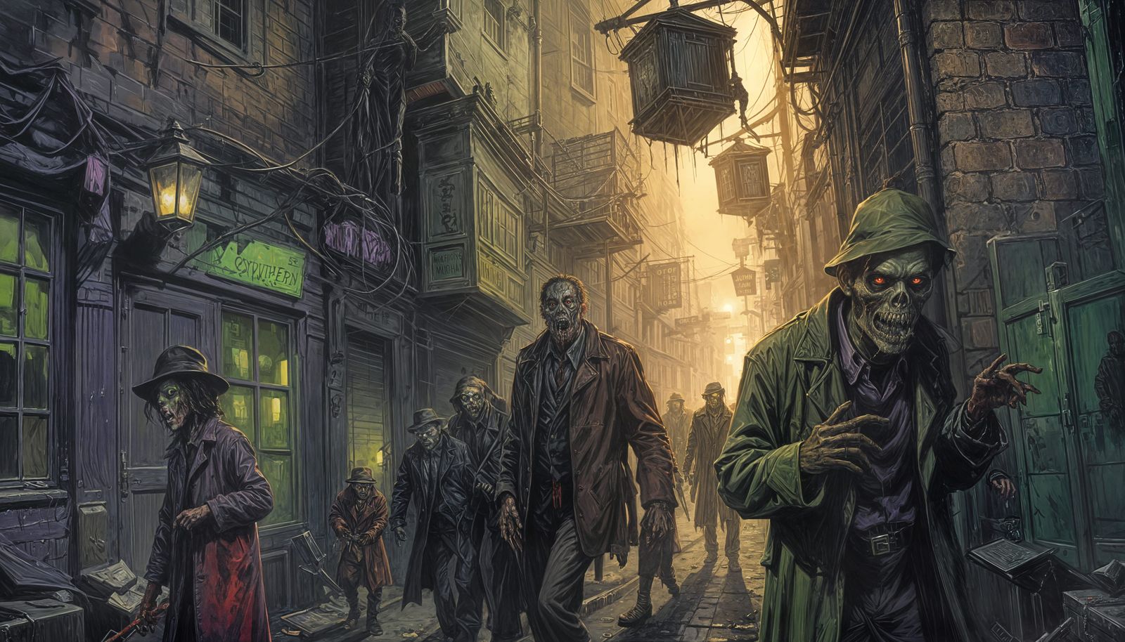 Noir Zombie Horror Painting in Acrylic Art