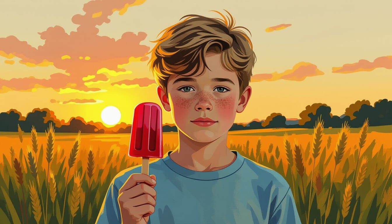 Boy with Melting Popsicle in De Kooning Style