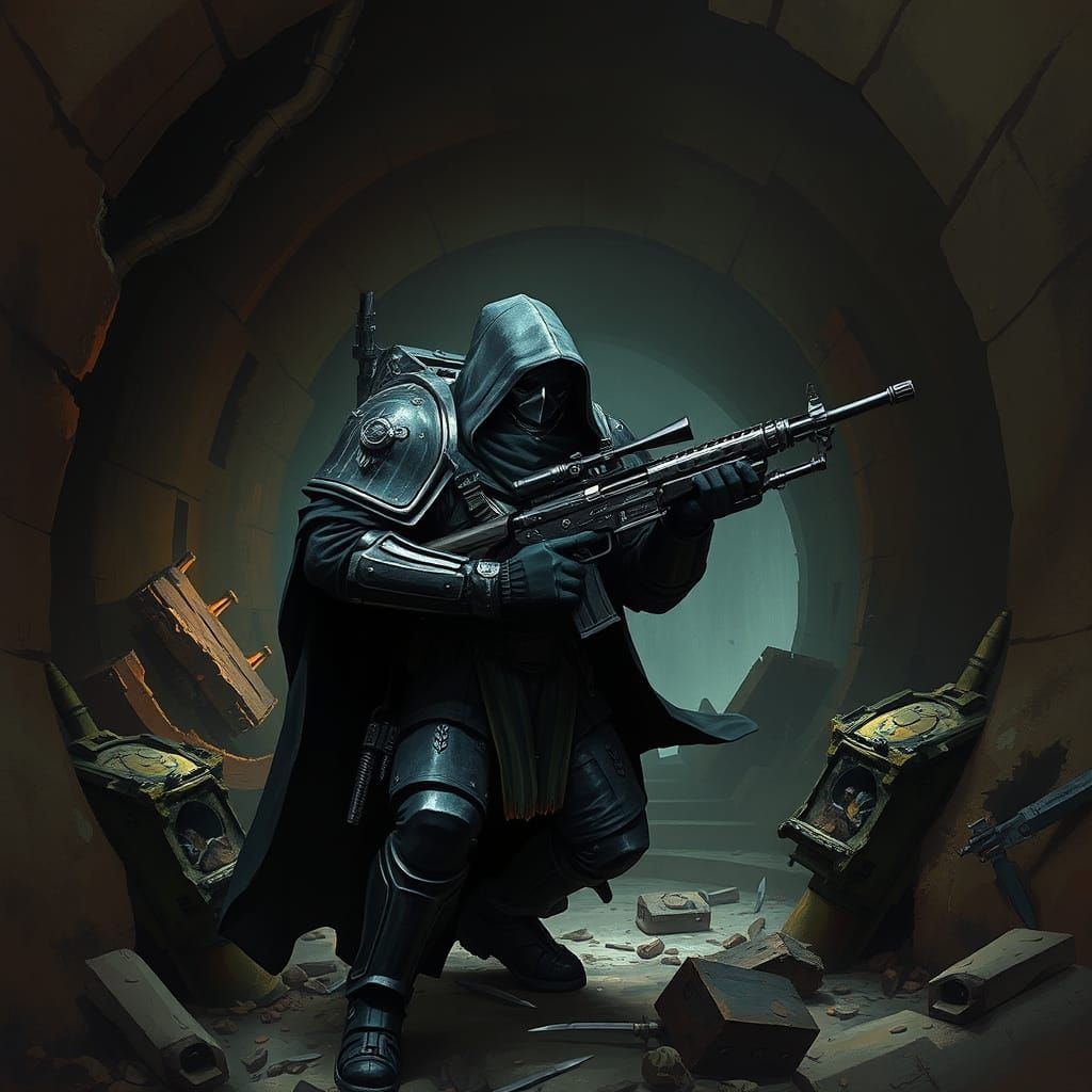 Gothic Imperial Guard Scout in Ruined Necromundan Hive