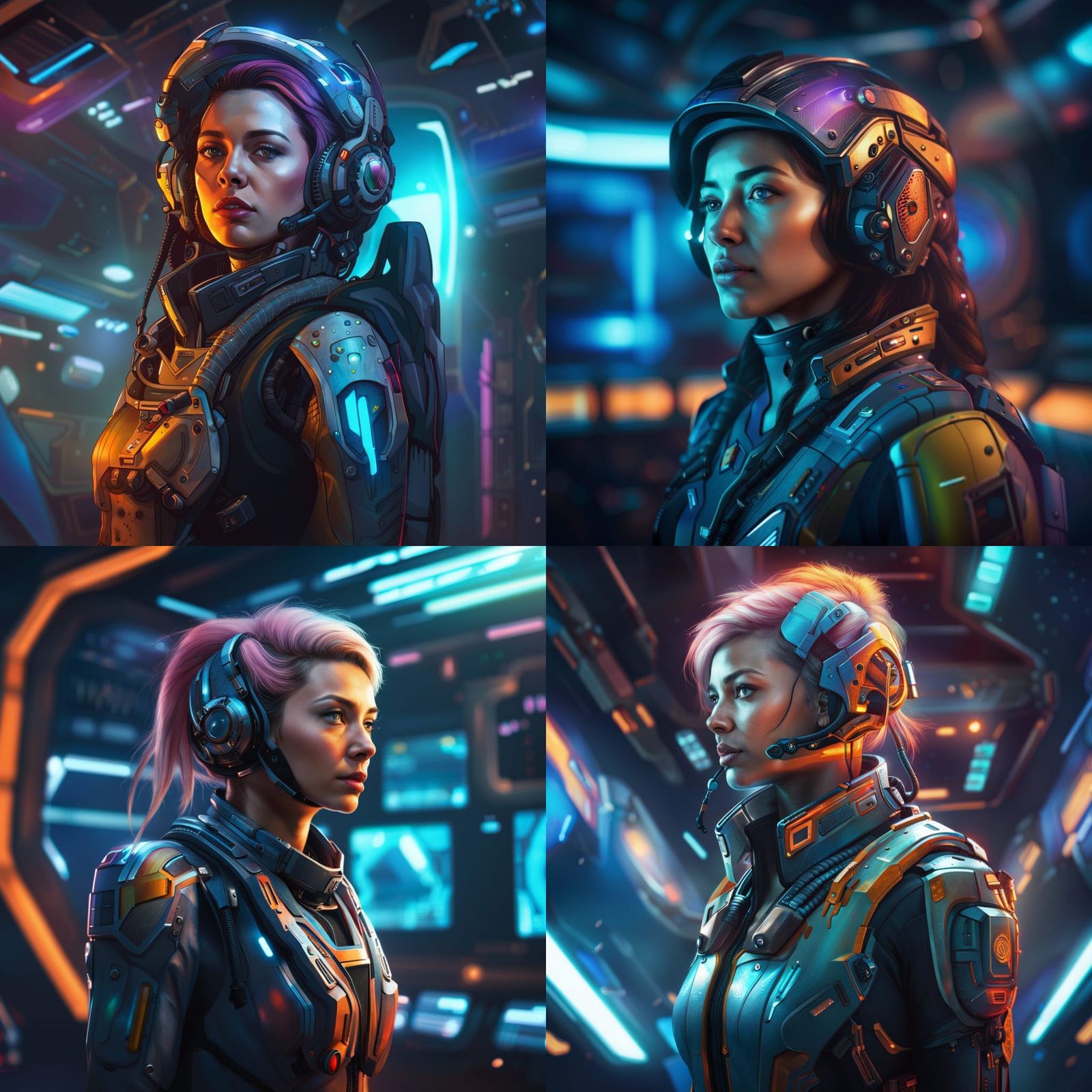 Futuristic Female Commander in Hyperrealistic Splash Art
