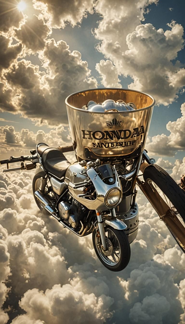 Surreal Motorcycle Rides Through Dreamlike Cloudscape