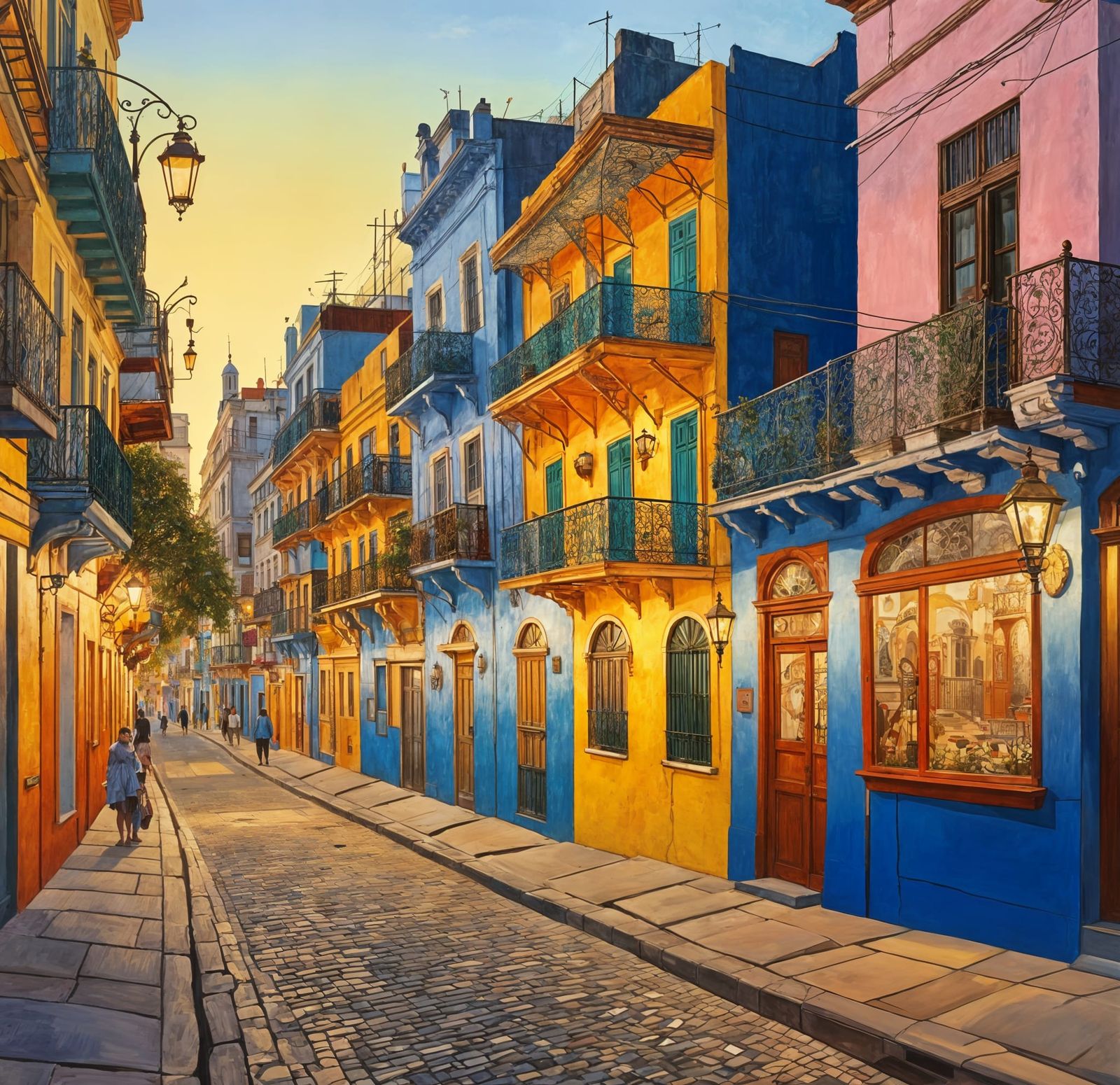 Colorful Street in Buenos Aires, Klimt Style