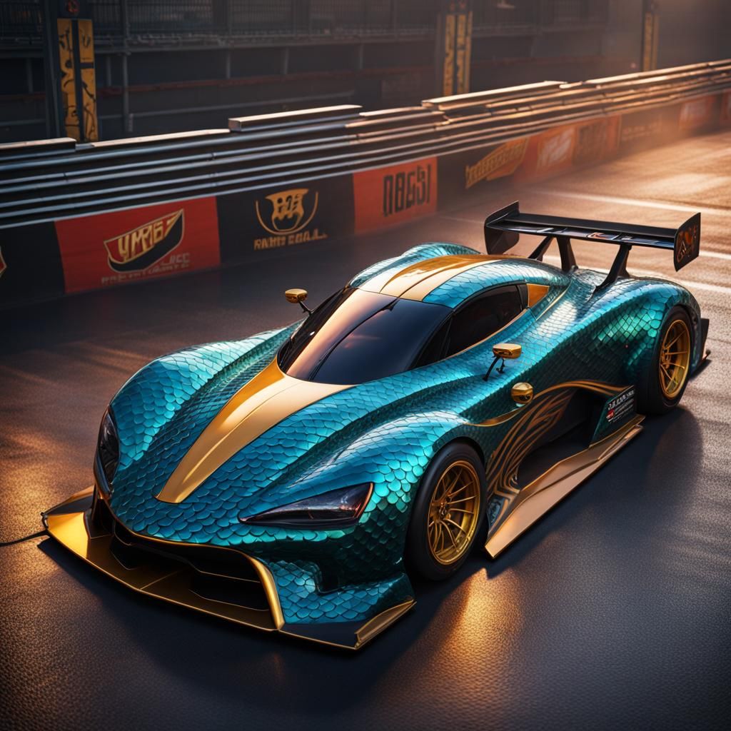 Dragon Scale Drag Racing Car in Detailed Matte Style