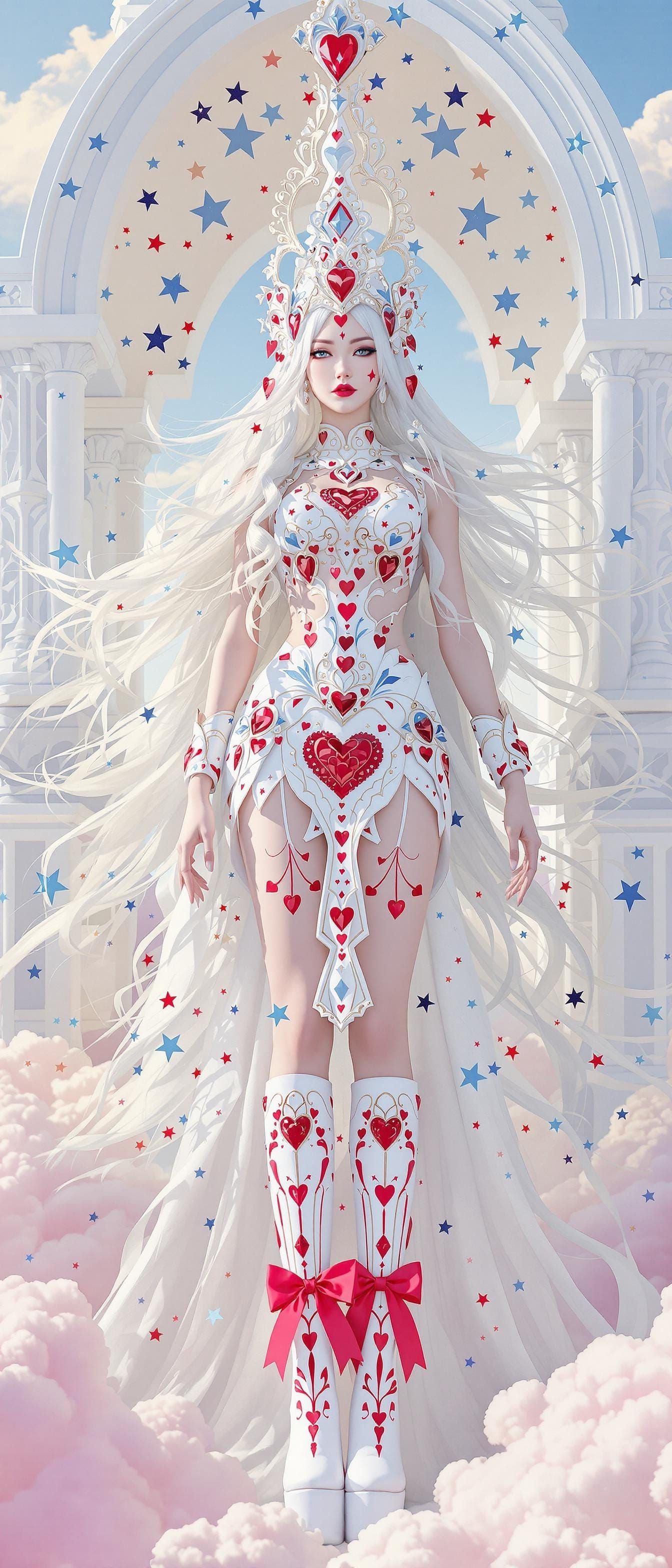 Goddess with Red and Blue Diamond Crown, Cinematic Film Stil...