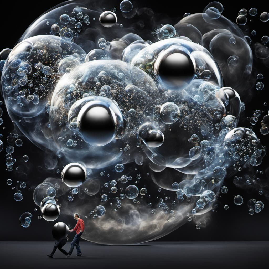 Floating Iridescent Soap Bubbles