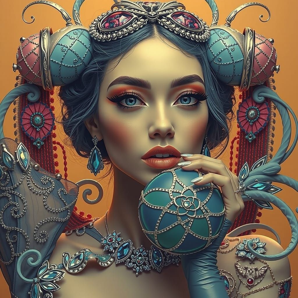 Elegant Women in Luxurious Psychedelic Surroundings