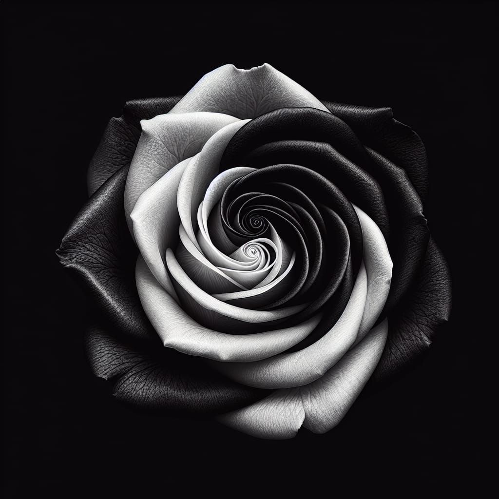 Yin Yang Rose: Black to White Petal Transition