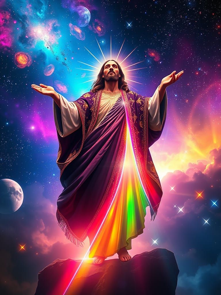 Jesus Ascends to Heaven in Cosmic Splendor