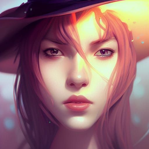 Detailed Portrait of Girl in Witch Hat