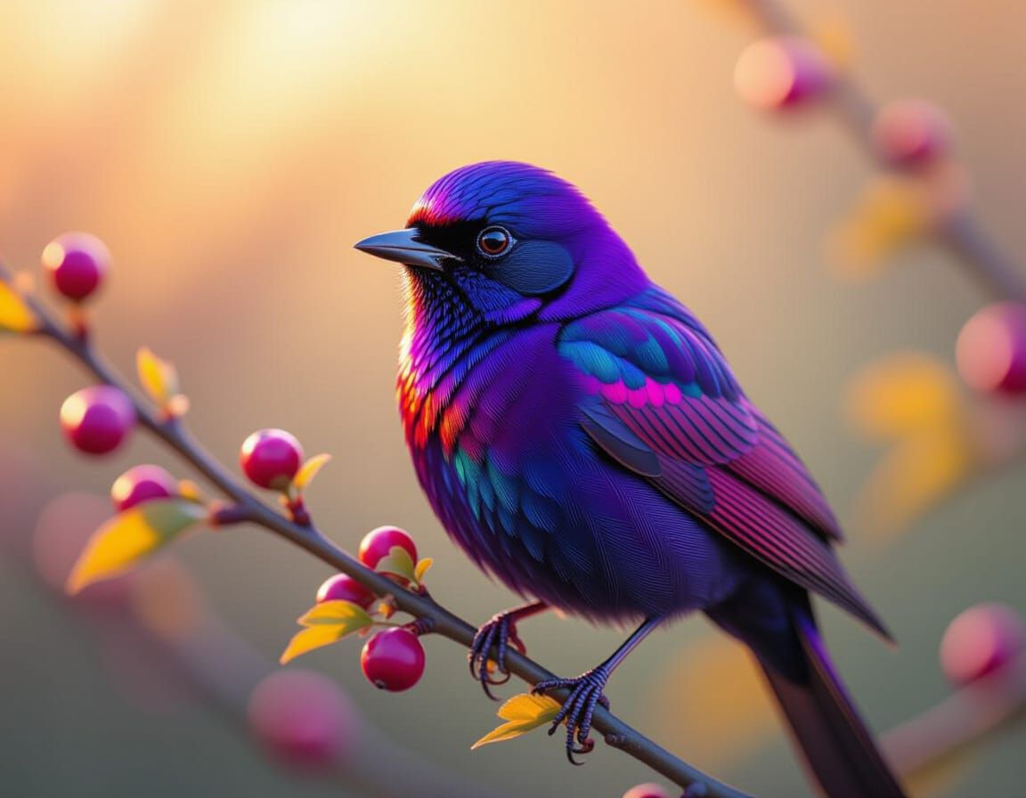 Close Up Bird Portrait in Vibrant Oil Painting Style