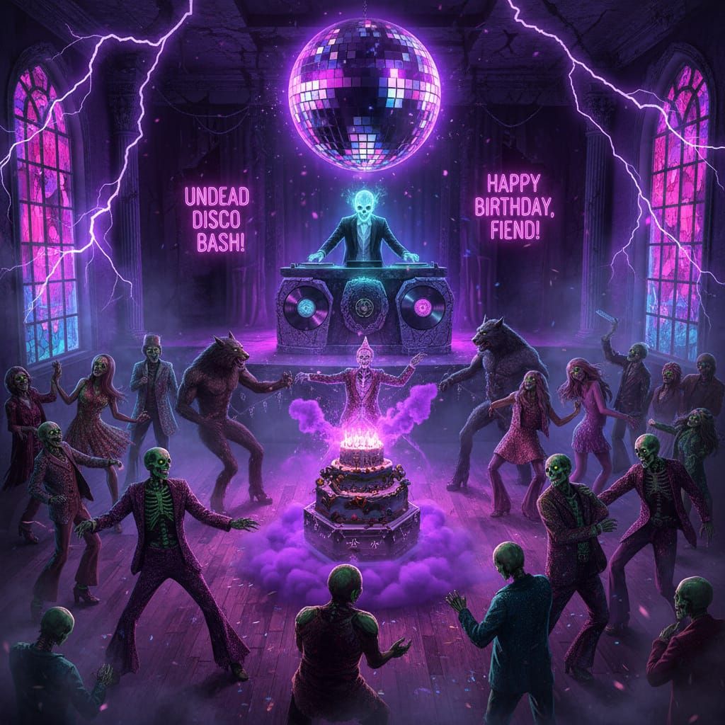 Undead Disco Birthday Bash in Haunted Manor