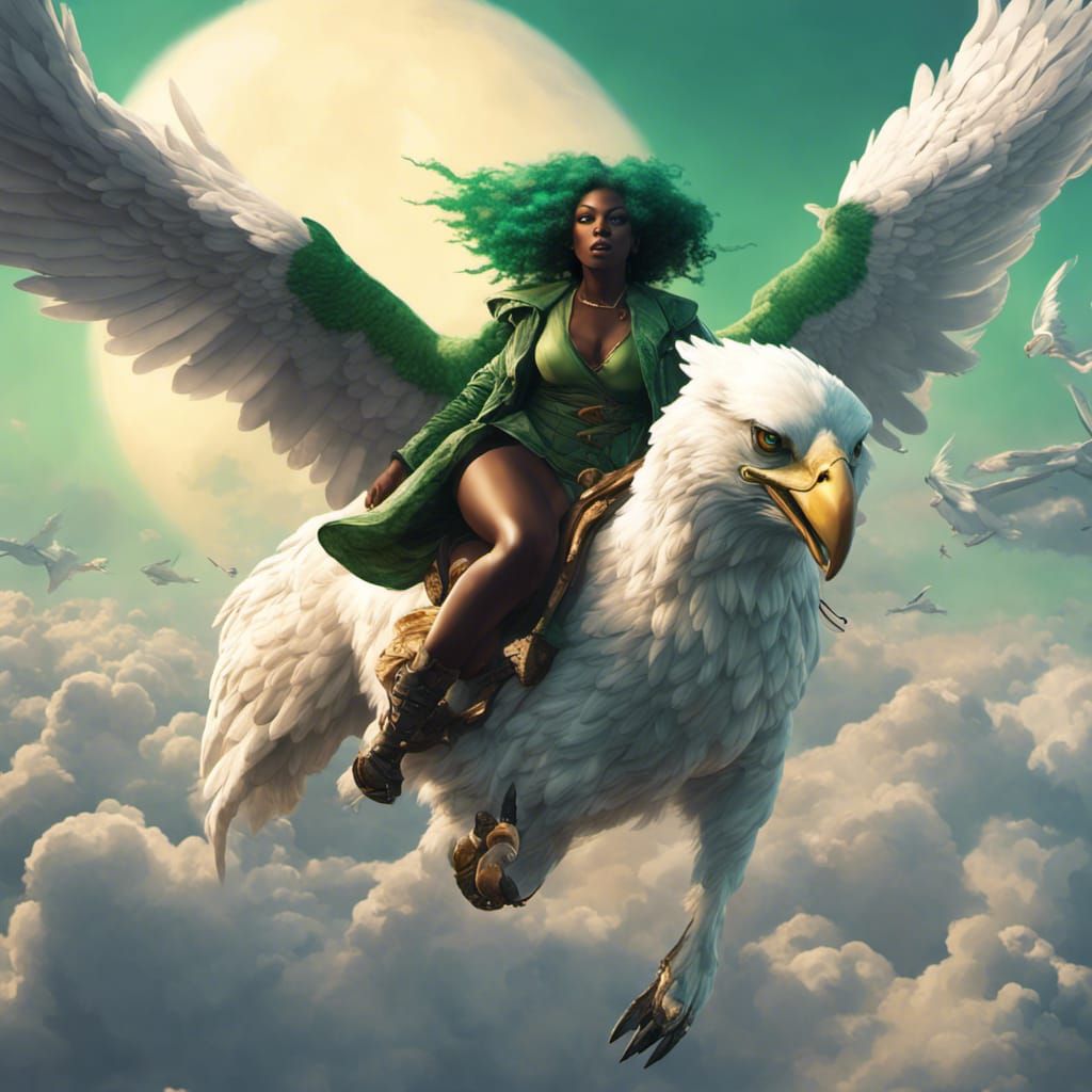 Woman Rides Eagle: Fantasy Concept Art