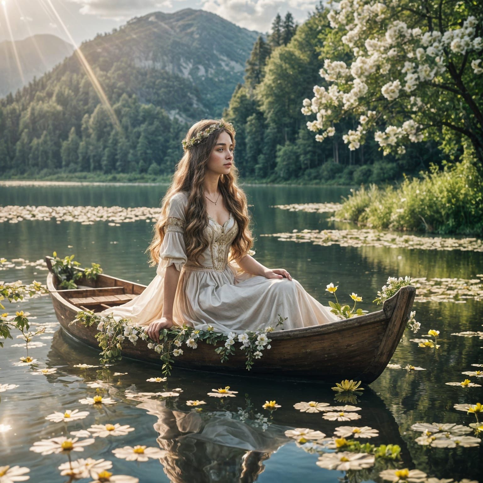 Princess on Flower Boat in Divine Light