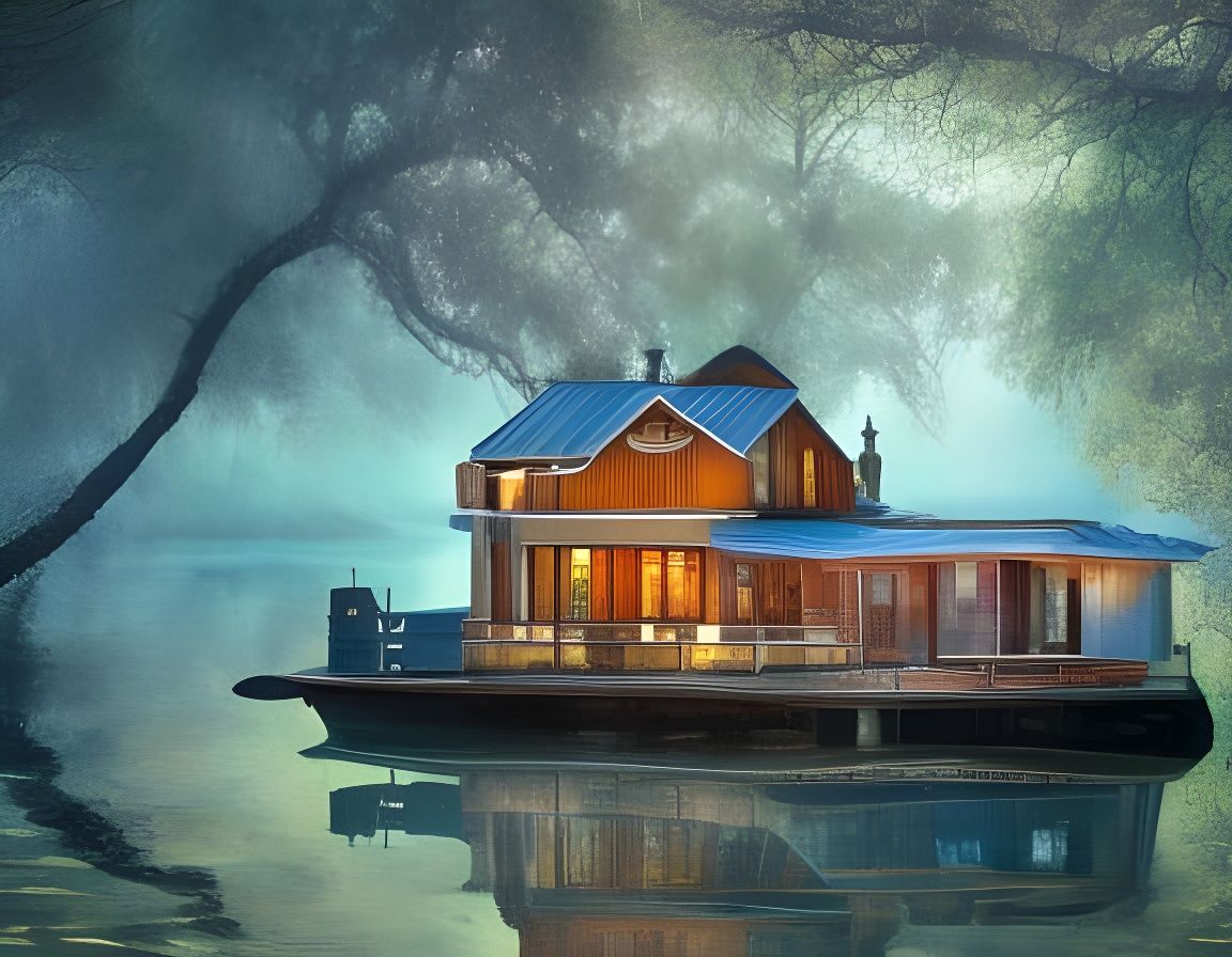 Surreal Houseboat Dream in Steamnouveau Style