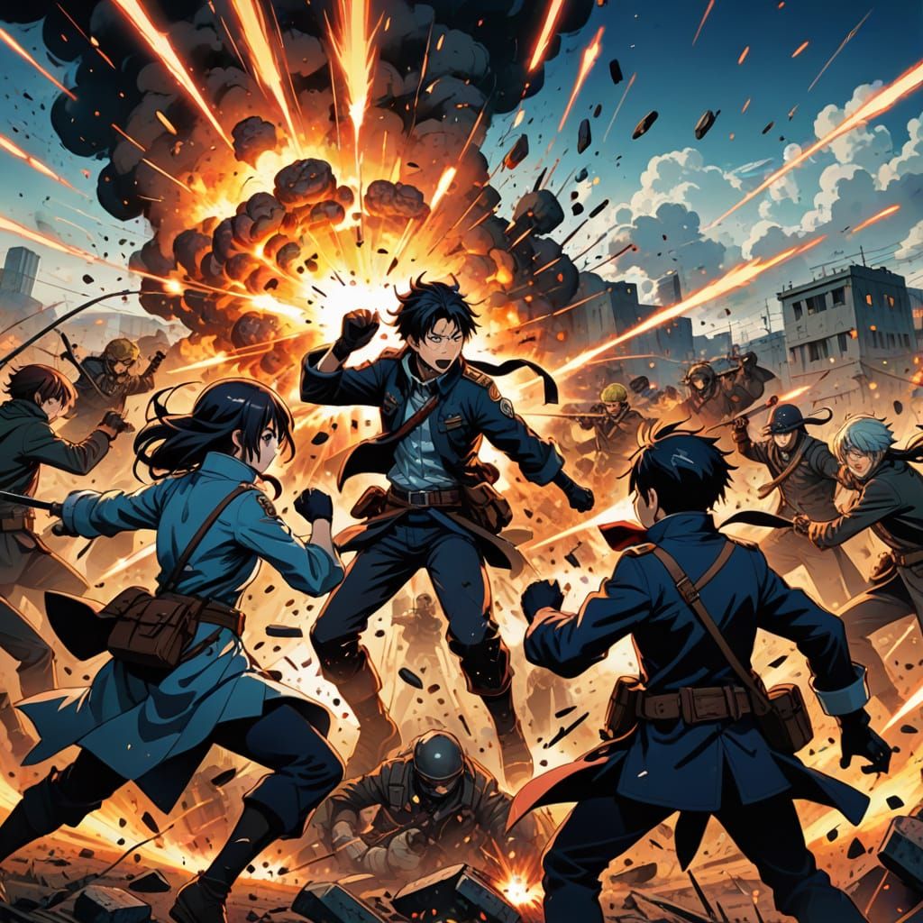 Vibrant Anime Battlefield Masterpiece