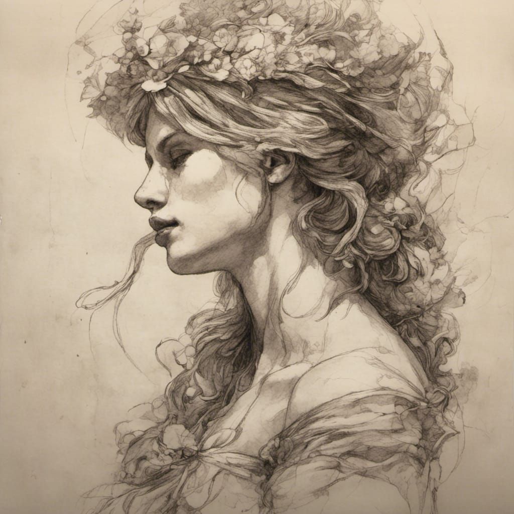 Renaissance Female Figure Study Sketch