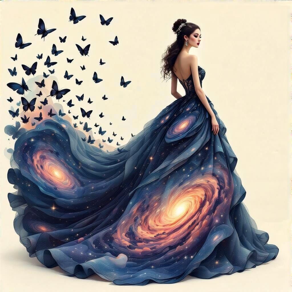 Surreal Fashion Illustration with Dreamlike Elegance