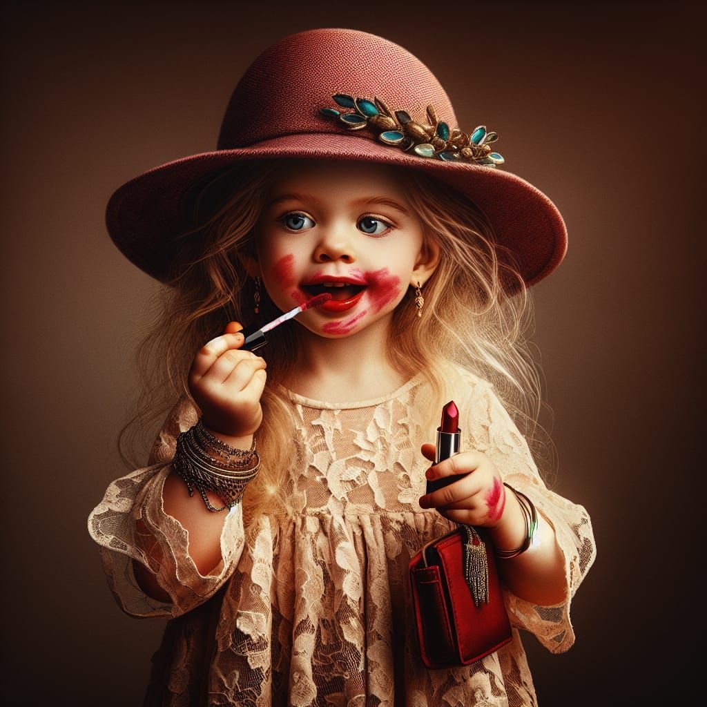 Girl's Dress Up: Hyperdetailed Oil Painting