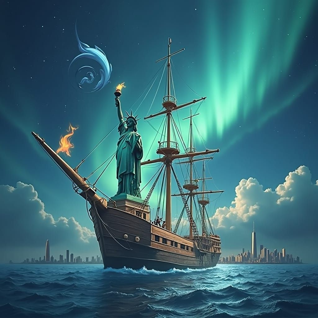 America's Astrological Dawn: A Surreal Architectural Vision