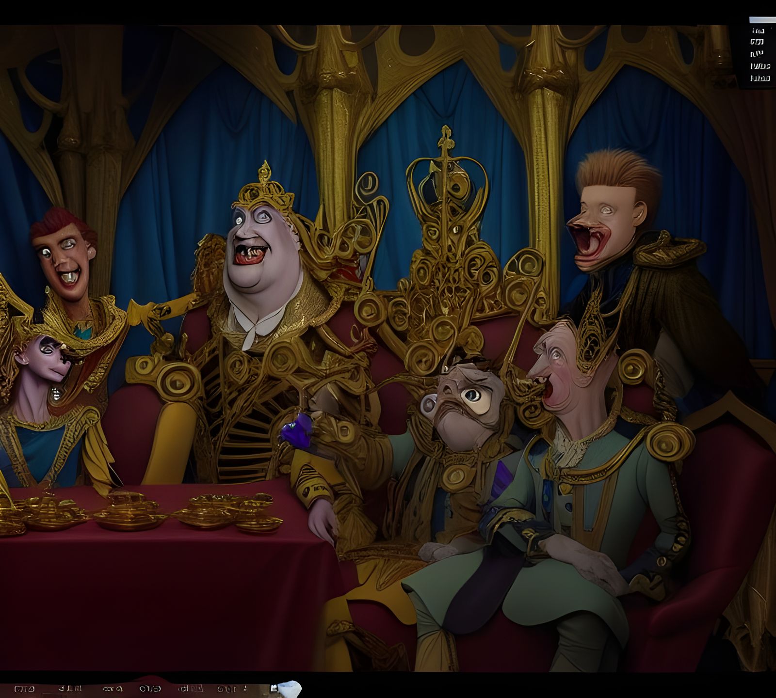 Hyperrealistic Princes and Princesses at Coronation Party