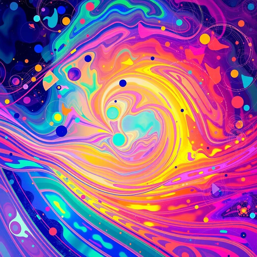 Psychedelic Dreamscape: Iridescent Sound Waves in Abstract A...