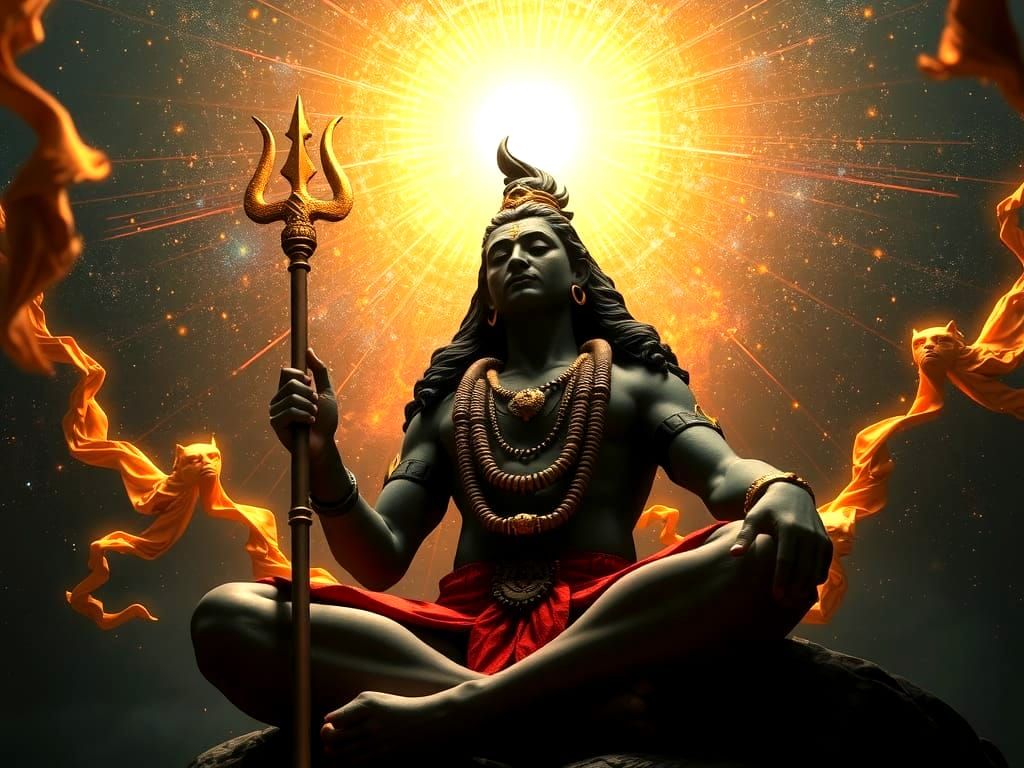 Lord Shiva Meditating in the Universe