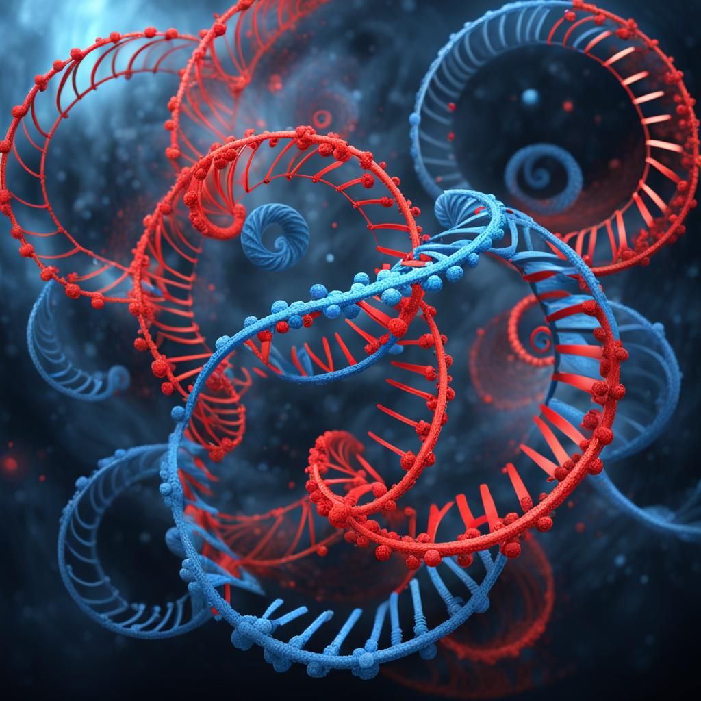 Dynamic Blue and Red Swirls in Galactic Space