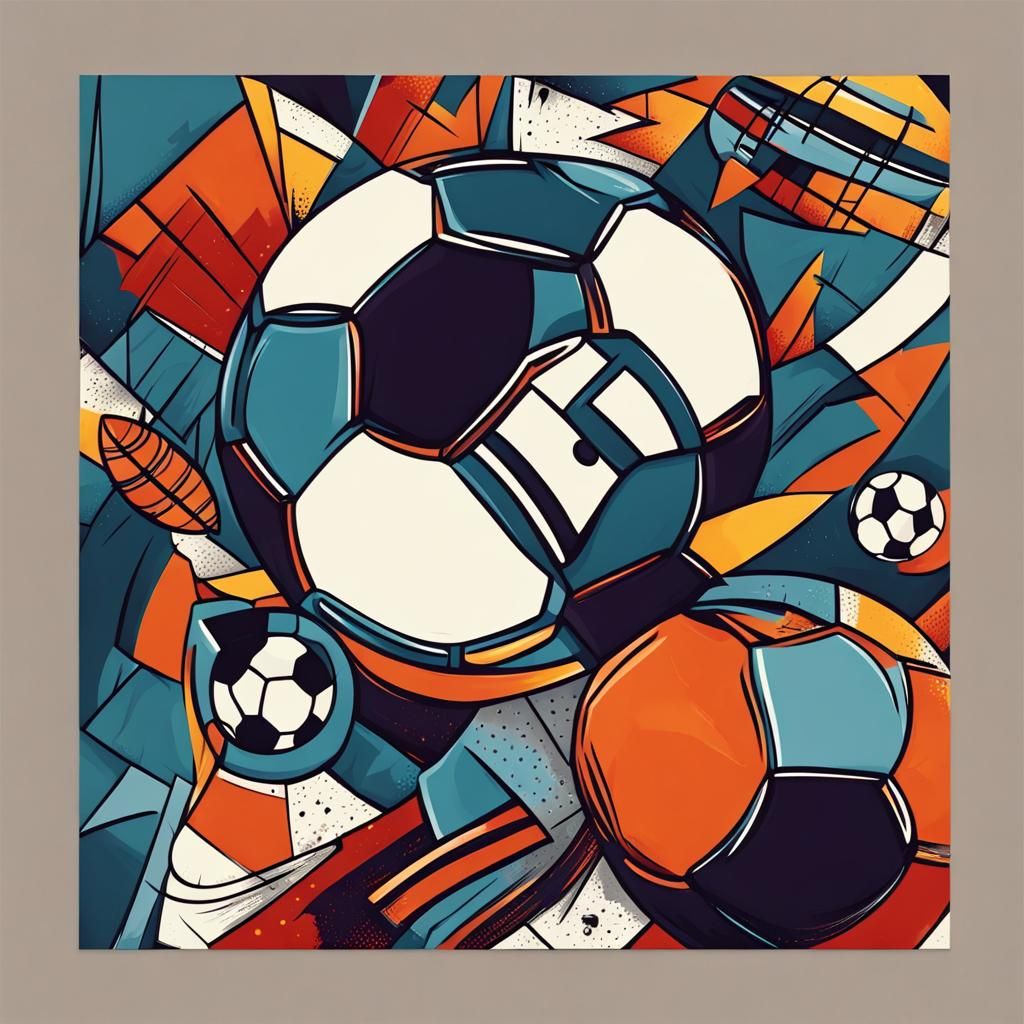Cartoon Football Art with Abstract Details