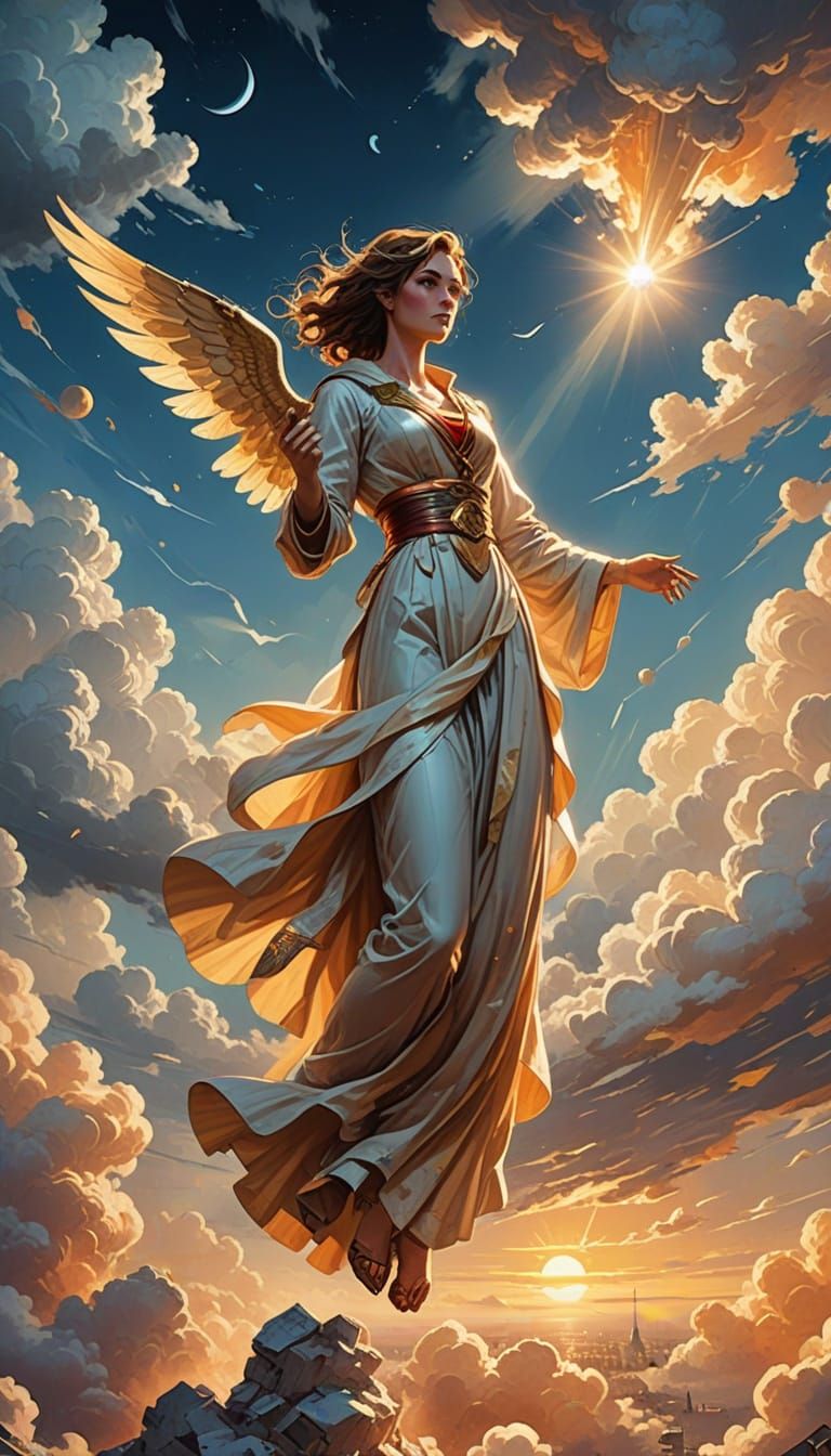 Hyper-Realistic Heroic Scene in Triadic Colors with Deep Sha...