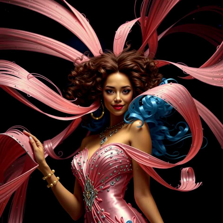 Elegant Woman in Pink Evening Gown