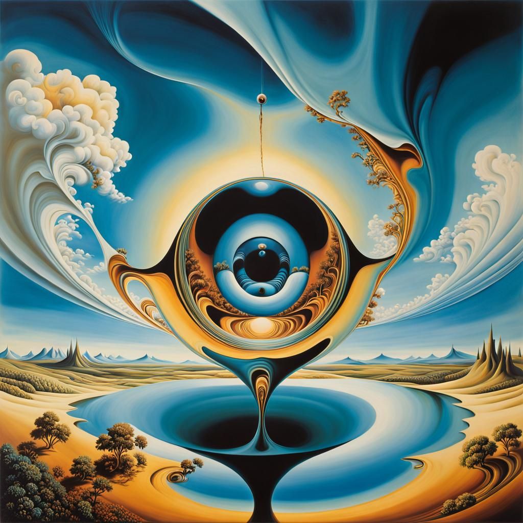 Surreal Landscape: Elastic Flora and Metallic Sky