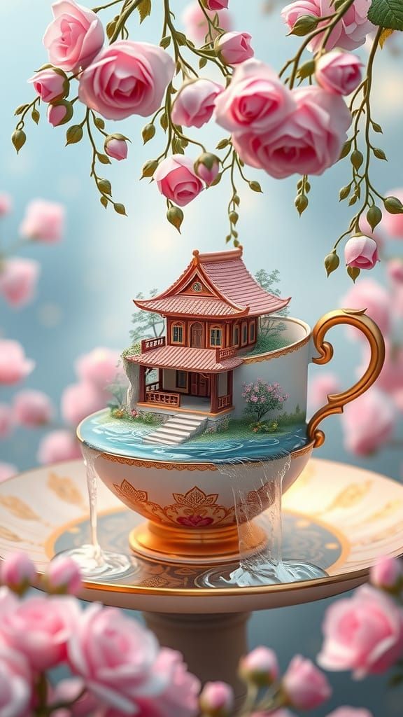 Whimsical Teacup Sanctuary in Dreamy Pastel Hues