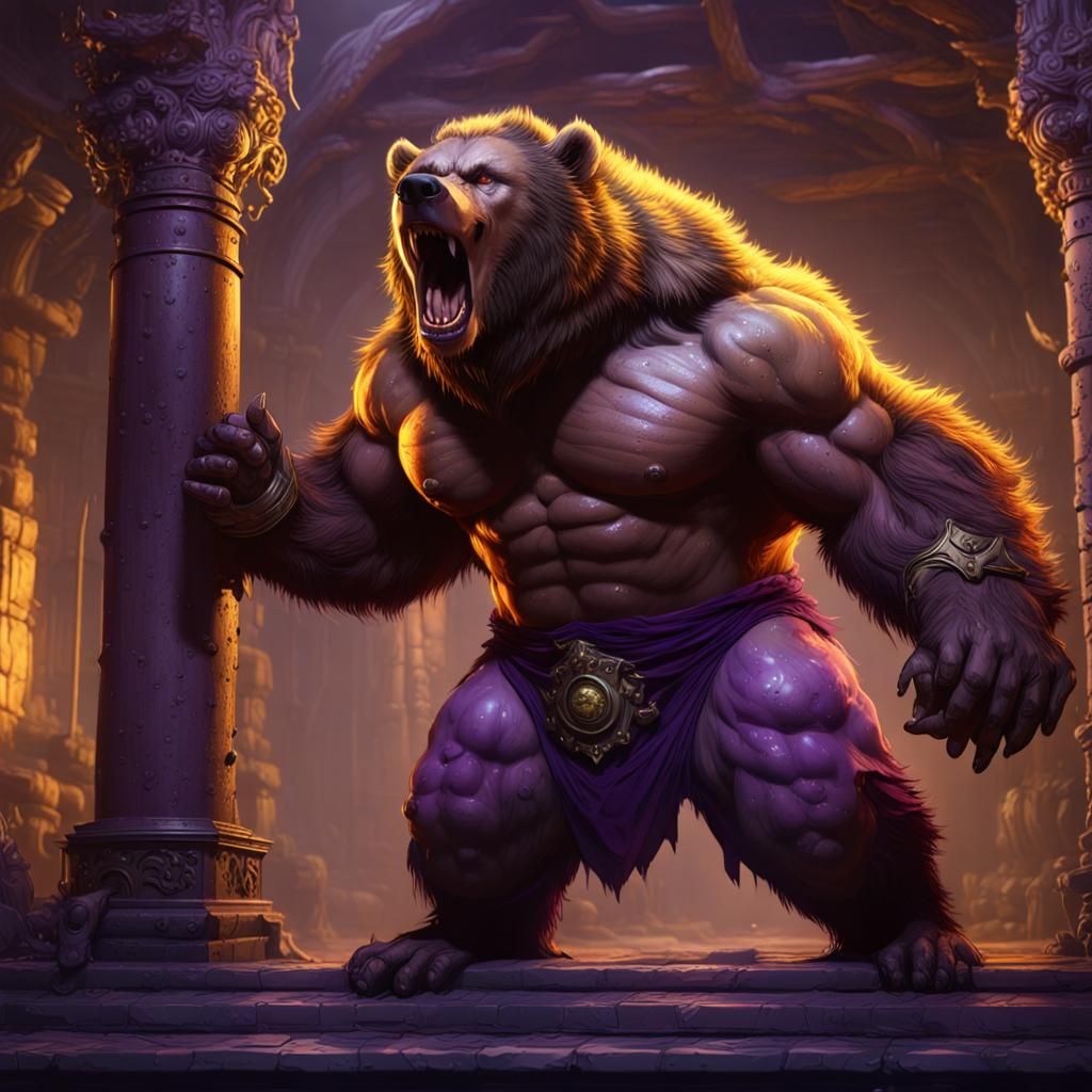 Werebear Strength Training: Dark Fantasy Concept Art