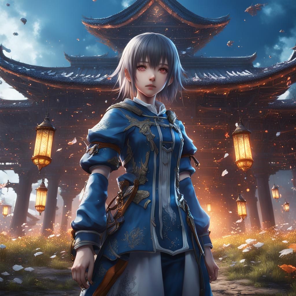 Realistic Anime Girl in Detailed Matte Painting