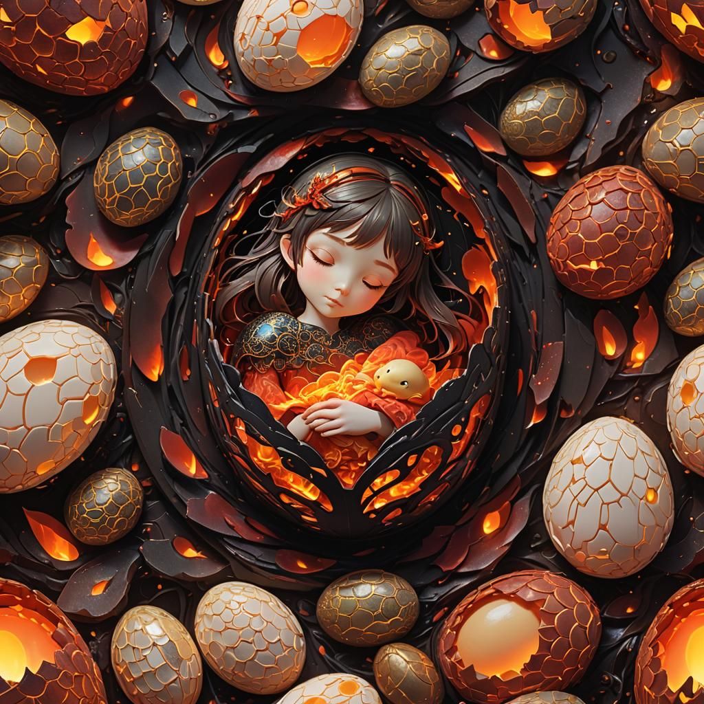 Thumbelina in Hell Egg: Vibrant 3D Anime Art