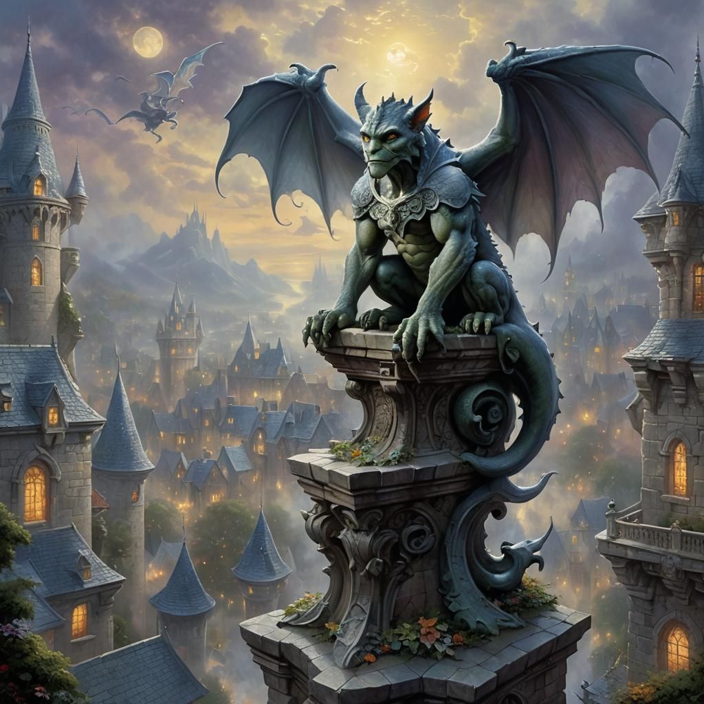 Ethereal Gargoyle in a Hyperdetailed Fantasy Style