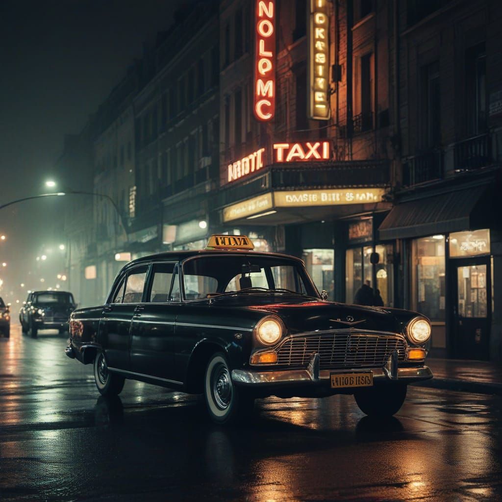 1920s Metropolis at Night in Noir Style