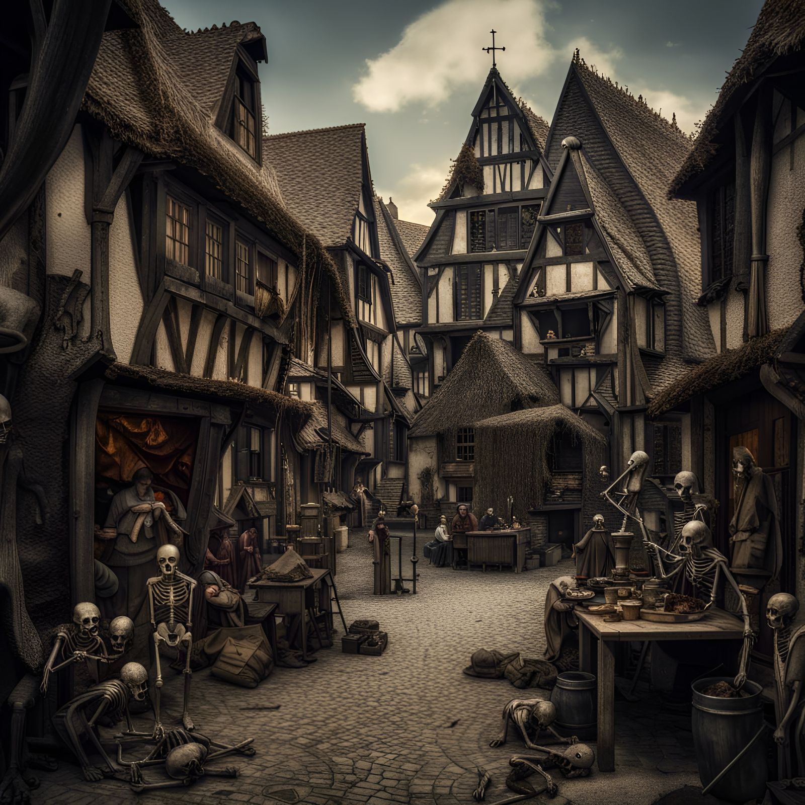 Medieval Plague Village Inspired by Bosch