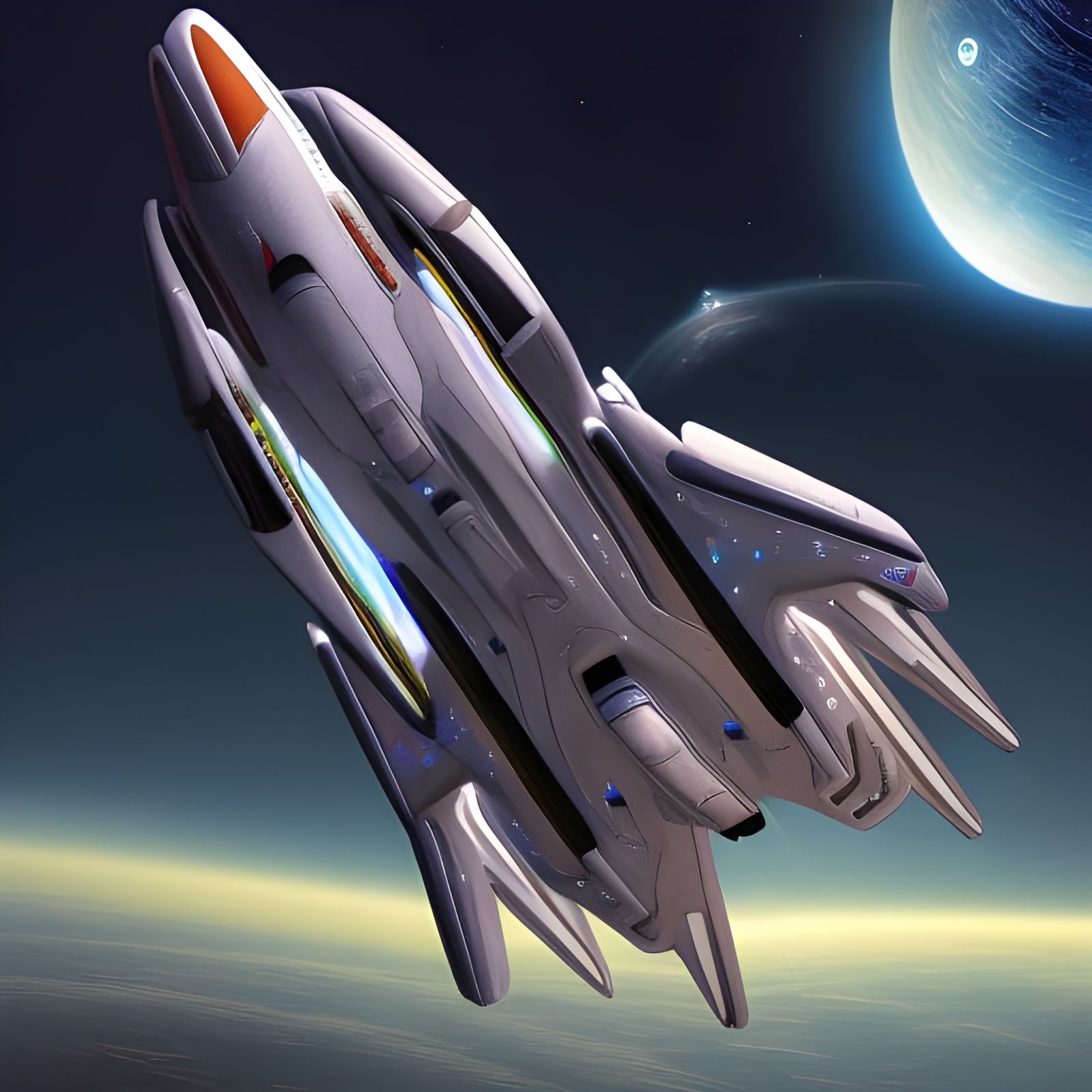 Mass Effect Spaceship Launching into Starry Sky